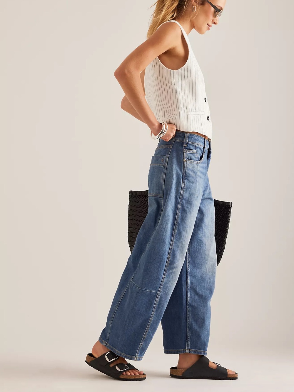 NWT Pilcro The Kenna Mid-Rise Heritage Barrel Jeans Blue Size 25 - Picture 2 of 10